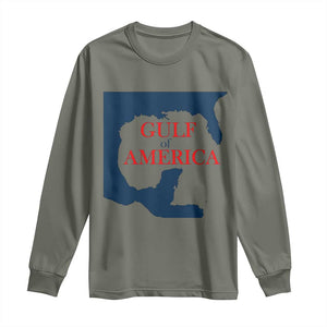 Trump America's Gulf Long Sleeve Shirt North America Map TS02 Military Green Print Your Wear