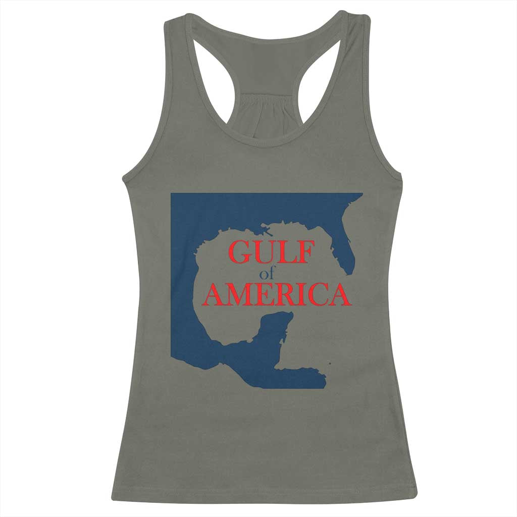 Trump America's Gulf Racerback Tank Top North America Map TS02 Military Green Print Your Wear