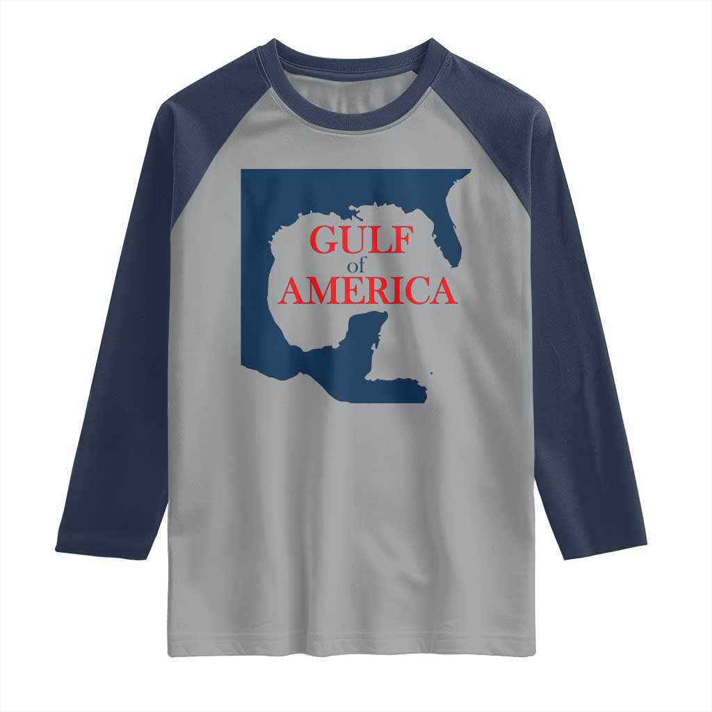 Trump America's Gulf Raglan Shirt North America Map TS02 Sport Gray Navy Print Your Wear
