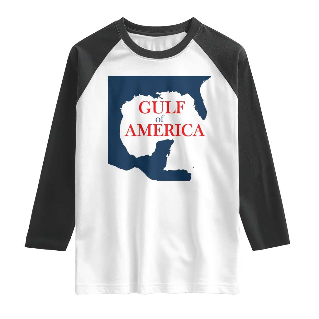 Trump America's Gulf Raglan Shirt North America Map TS02 White Black Print Your Wear