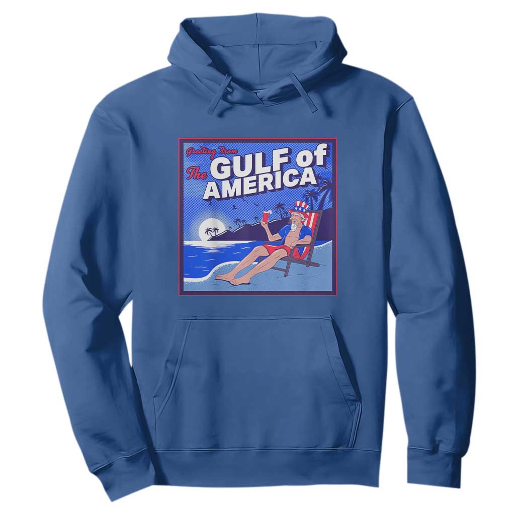 Trump America's Gulf Hoodie Greeting from the Patriot Uncle Sam TS02 Royal Blue Print Your Wear