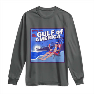 Trump America's Gulf Long Sleeve Shirt Greeting from the Patriot Uncle Sam TS02 Dark Heather Print Your Wear