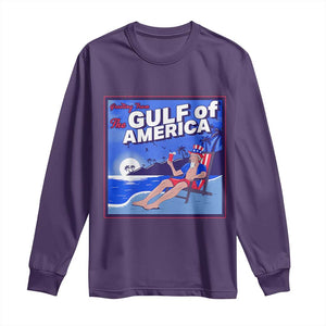 Trump America's Gulf Long Sleeve Shirt Greeting from the Patriot Uncle Sam TS02 Purple Print Your Wear