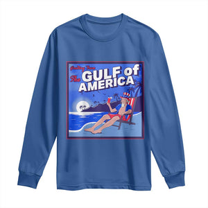 Trump America's Gulf Long Sleeve Shirt Greeting from the Patriot Uncle Sam TS02 Royal Blue Print Your Wear