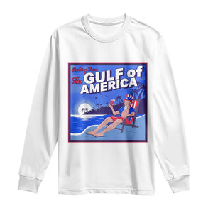 Trump America's Gulf Long Sleeve Shirt Greeting from the Patriot Uncle Sam TS02 White Print Your Wear