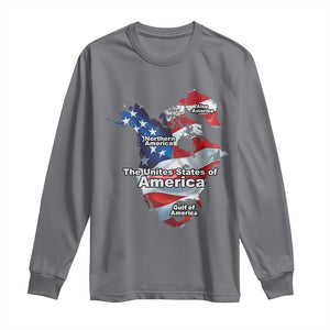 Trump America's Gulf Long Sleeve Shirt Northen America Map American Flag TS02 Charcoal Print Your Wear