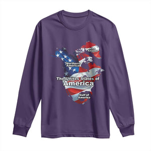 Trump America's Gulf Long Sleeve Shirt Northen America Map American Flag TS02 Purple Print Your Wear