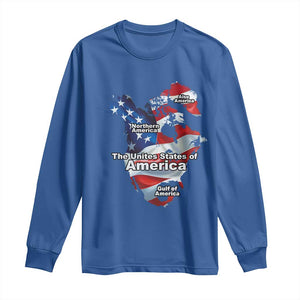 Trump America's Gulf Long Sleeve Shirt Northen America Map American Flag TS02 Royal Blue Print Your Wear