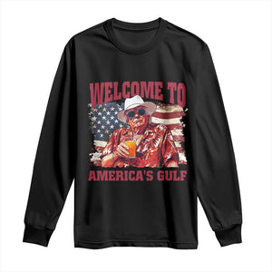 Trump Welcome To America's Gulf Long Sleeve Shirt US Flag TS02 Black Print Your Wear