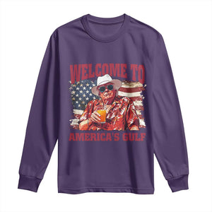 Trump Welcome To America's Gulf Long Sleeve Shirt US Flag TS02 Purple Print Your Wear