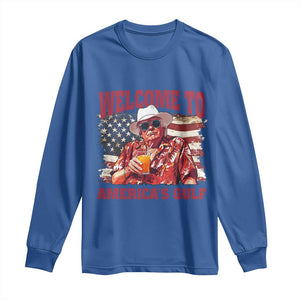 Trump Welcome To America's Gulf Long Sleeve Shirt US Flag TS02 Royal Blue Print Your Wear