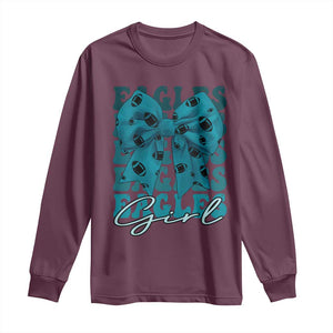 Eagle Girls Long Sleeve Shirt Midnight Green Coquette Bow Retro Vintage TS02 Maroon Print Your Wear