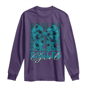 Eagle Girls Long Sleeve Shirt Midnight Green Coquette Bow Retro Vintage TS02 Purple Print Your Wear