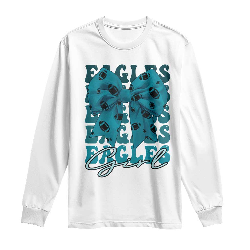 Eagle Girls Long Sleeve Shirt Midnight Green Coquette Bow Retro Vintage TS02 White Print Your Wear