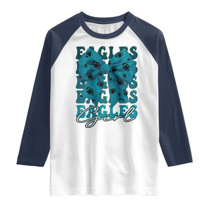 Eagle Girls Coquette Bow Retro Vintage Raglan Shirt TS02 White Navy Print Your Wear