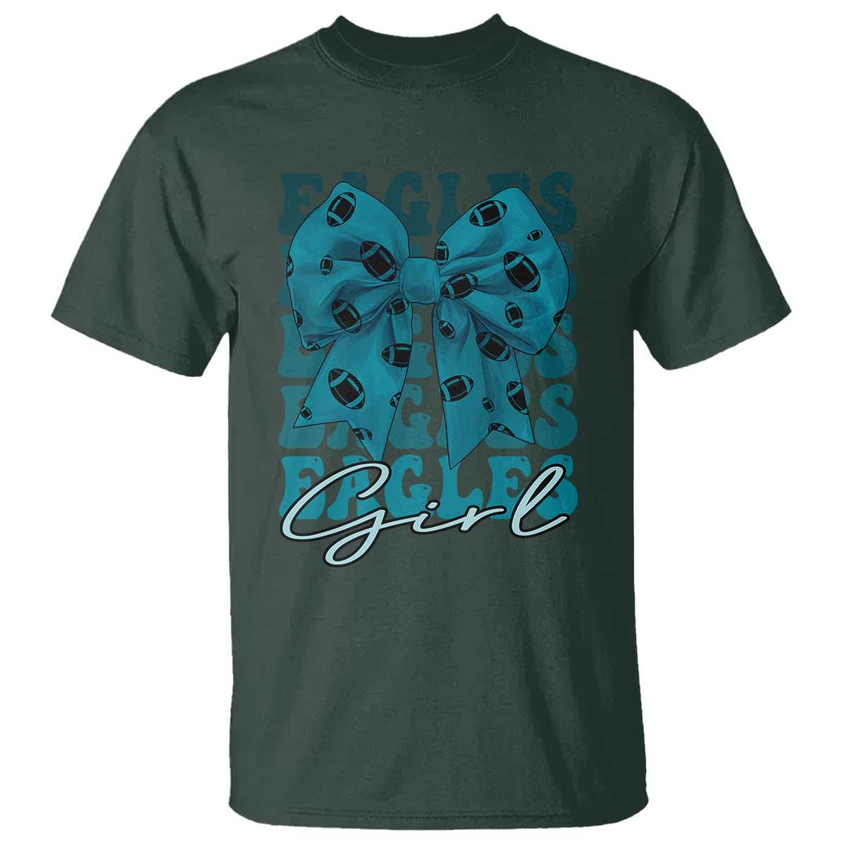 Eagle Girls Coquette Bow Retro Vintage T Shirt TS02 Dark Forest Green Print Your Wear