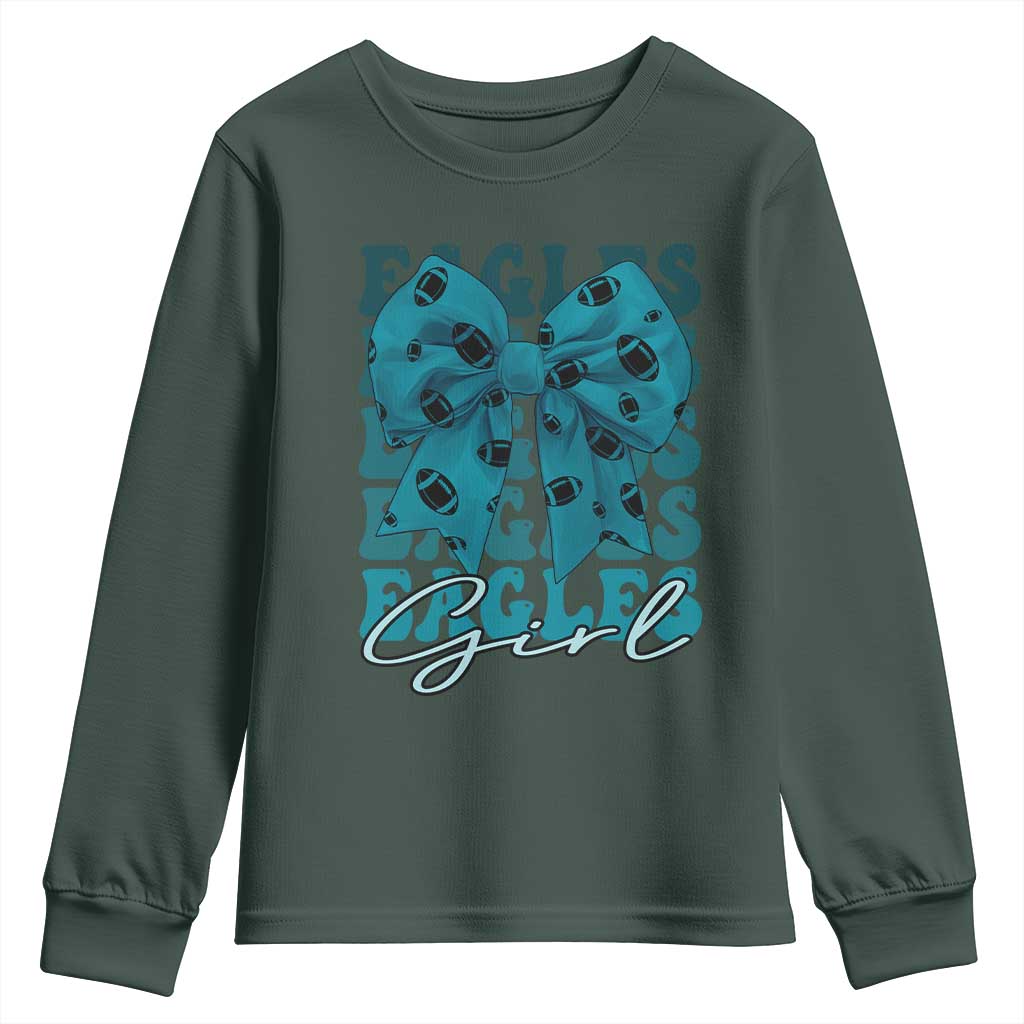 Eagle Girls Coquette Bow Retro Vintage Youth Sweatshirt TS02 Dark Forest Green Print Your Wear