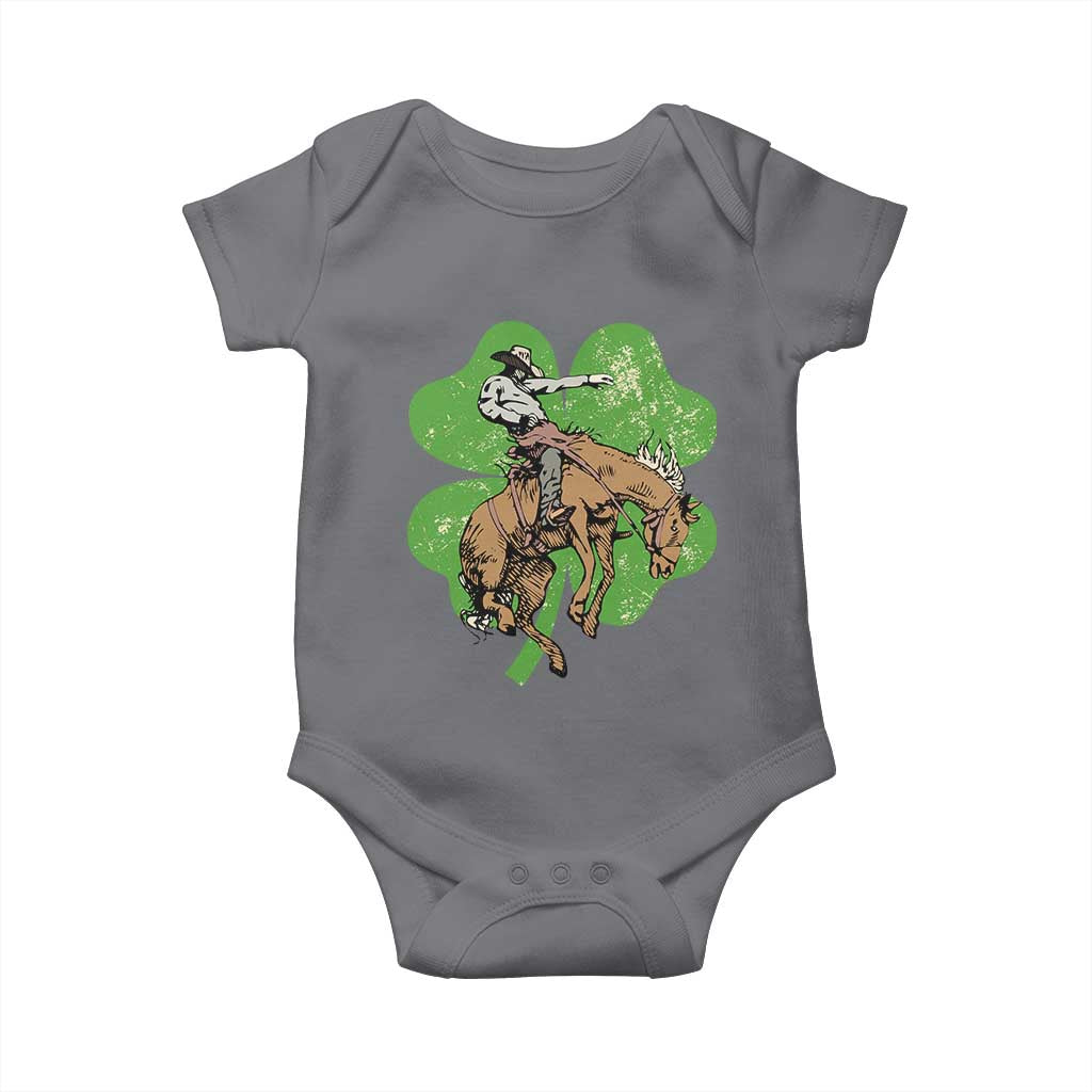 St Patrick's Day Lucky Cowboy Baby Onesie Retro Vintage Clover TS02 Charcoal Print Your Wear