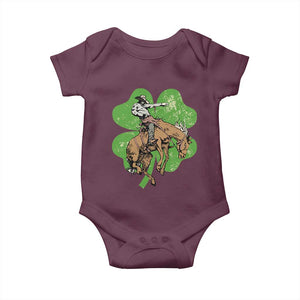 St Patrick's Day Lucky Cowboy Baby Onesie Retro Vintage Clover TS02 Maroon Print Your Wear