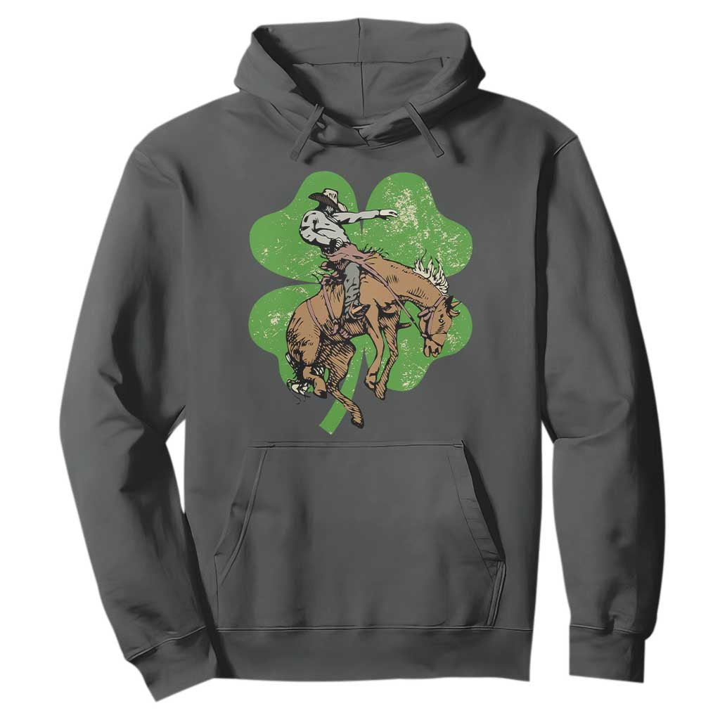 St Patrick's Day Lucky Cowboy Hoodie Retro Vintage Clover TS02 Dark Heather Print Your Wear