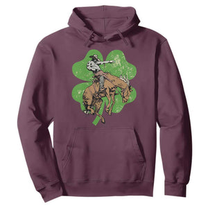 St Patrick's Day Lucky Cowboy Hoodie Retro Vintage Clover TS02 Maroon Print Your Wear