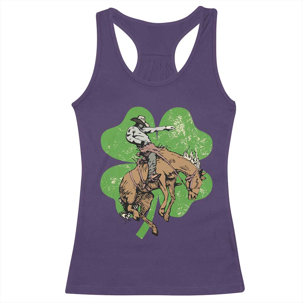 St Patrick's Day Lucky Cowboy Racerback Tank Top Retro Vintage Clover TS02 Purple Print Your Wear