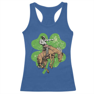 St Patrick's Day Lucky Cowboy Racerback Tank Top Retro Vintage Clover TS02 Royal Blue Print Your Wear