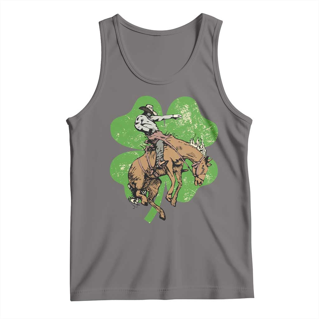 St Patrick's Day Lucky Cowboy Tank Top Retro Vintage Clover TS02 Deep Heather Print Your Wear