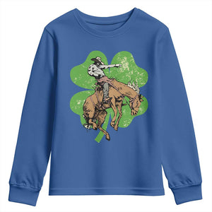 St Patrick's Day Lucky Cowboy Youth Sweatshirt Retro Vintage Clover TS02 Royal Blue Print Your Wear