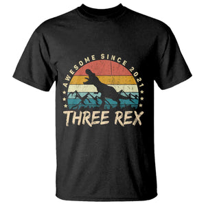 Three Rex 3rd Birthday T Shirt 3 Years Old Dinosaur Bday Boy TS02 Black Print Your Wear
