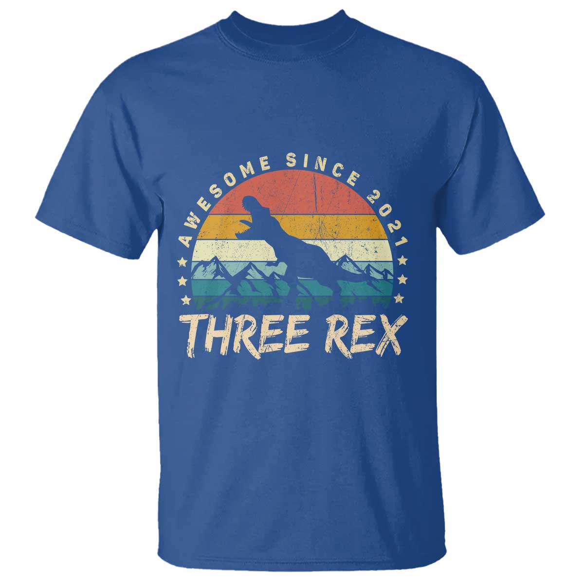 Three Rex 3rd Birthday T Shirt 3 Years Old Dinosaur Bday Boy TS02 Royal Blue Print Your Wear
