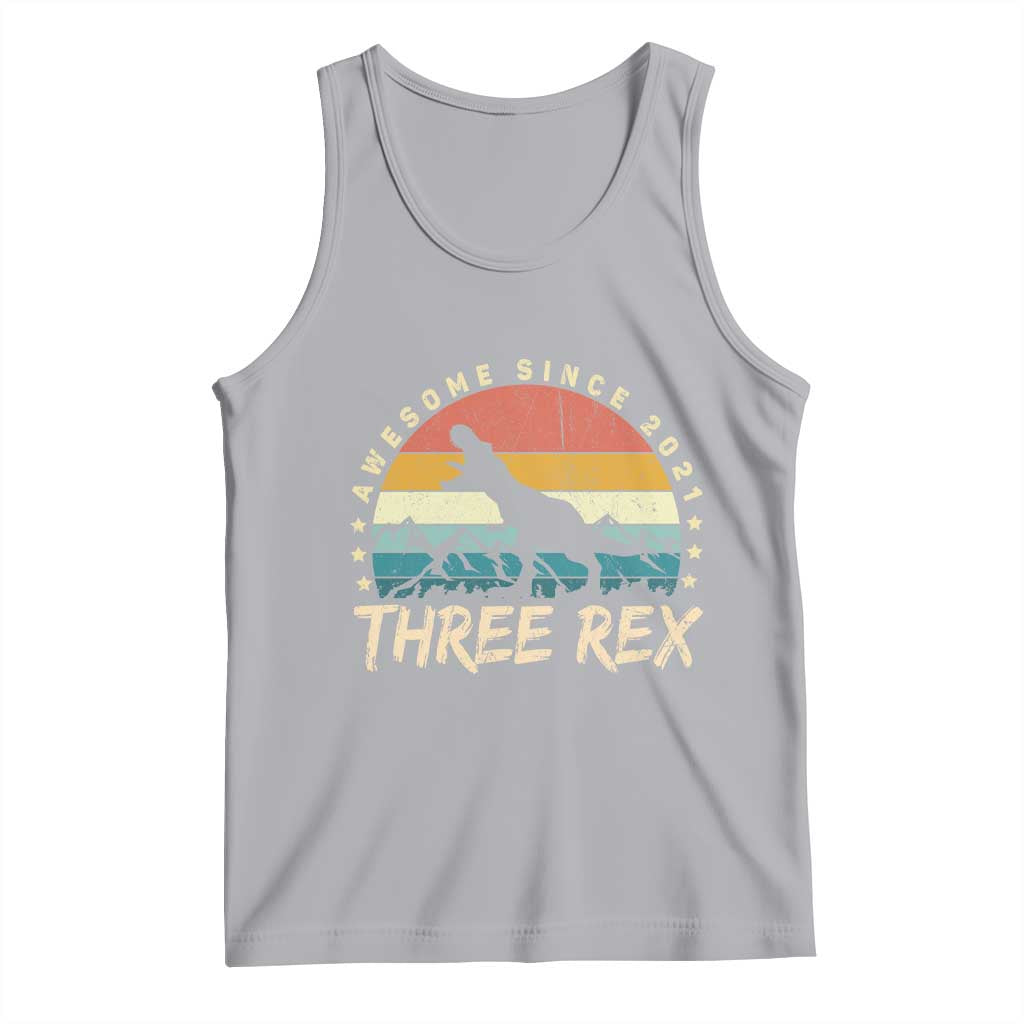 Three Rex 3rd Birthday Tank Top 3 Years Old Dinosaur Bday Boy TS02 Athletic Heather Print Your Wear