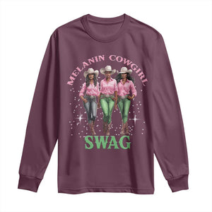 Melanin Cowgirl Swag Long Sleeve Shirt Pink Green African American Cowgirls Black History TS02 Maroon Print Your Wear