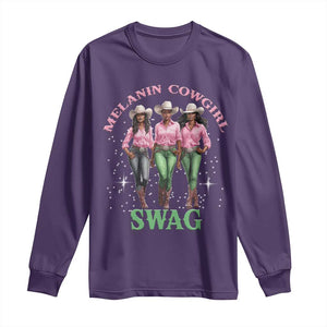 Melanin Cowgirl Swag Long Sleeve Shirt Pink Green African American Cowgirls Black History TS02 Purple Print Your Wear