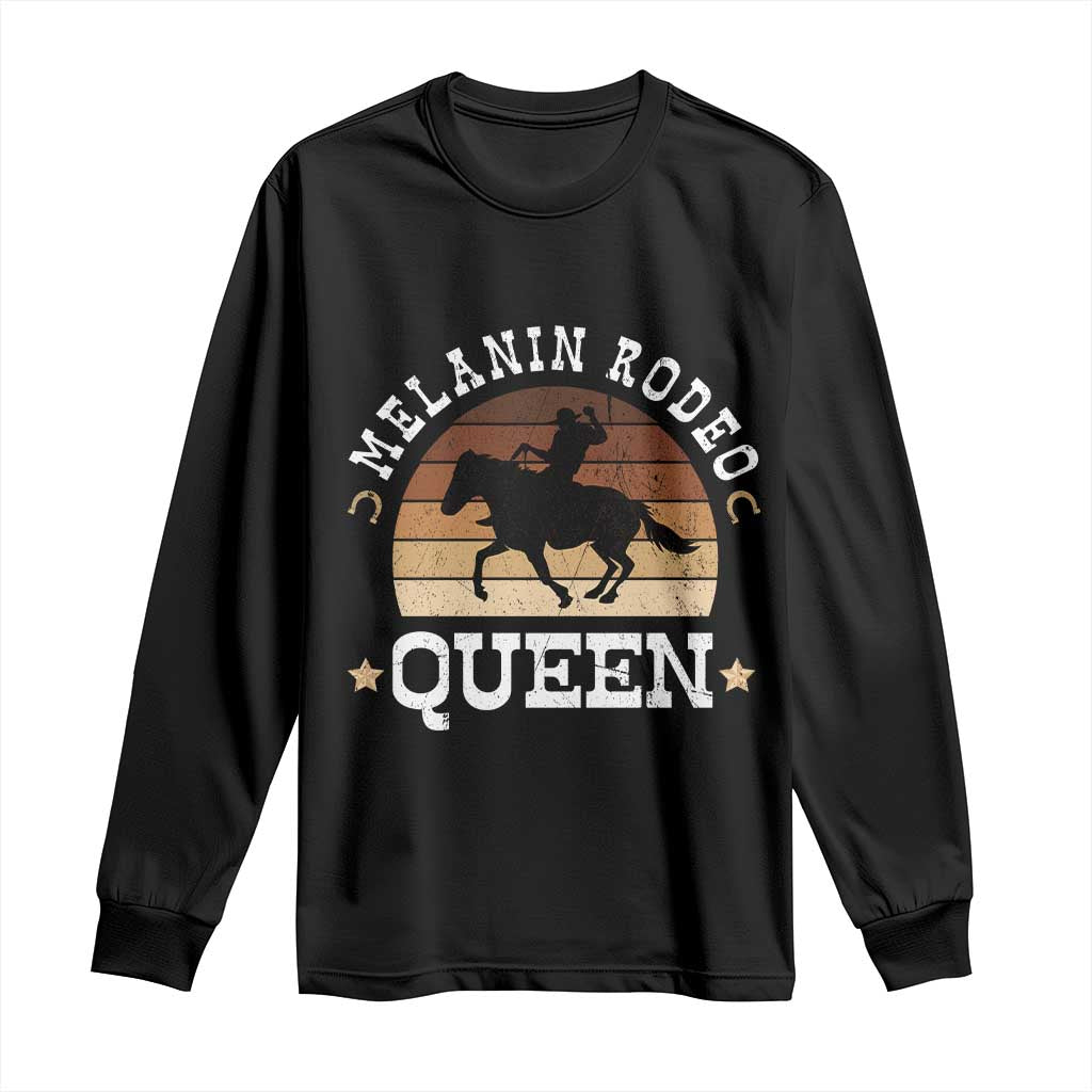 Melanin Rodeo Queen Long Sleeve Shirt Cowgirl Riding Horse African American Cowgirls Retro TS02 Black Print Your Wear