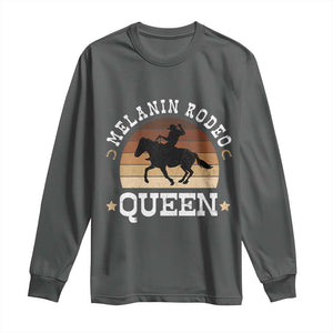 Melanin Rodeo Queen Long Sleeve Shirt Cowgirl Riding Horse African American Cowgirls Retro TS02 Dark Heather Print Your Wear