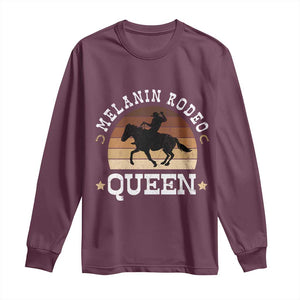 Melanin Rodeo Queen Long Sleeve Shirt Cowgirl Riding Horse African American Cowgirls Retro TS02 Maroon Print Your Wear