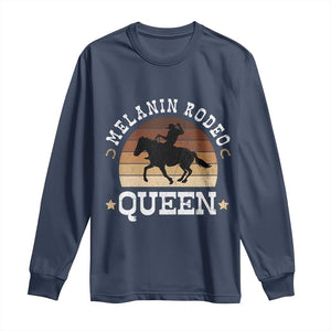 Melanin Rodeo Queen Long Sleeve Shirt Cowgirl Riding Horse African American Cowgirls Retro TS02 Navy Print Your Wear