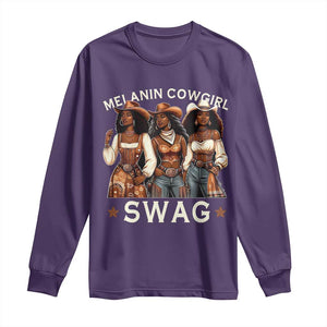 Melanin Cowgirl Swag Long Sleeve Shirt Cool African American Cowgirls Black History TS02 Purple Print Your Wear