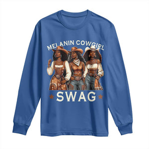 Melanin Cowgirl Swag Long Sleeve Shirt Cool African American Cowgirls Black History TS02 Royal Blue Print Your Wear