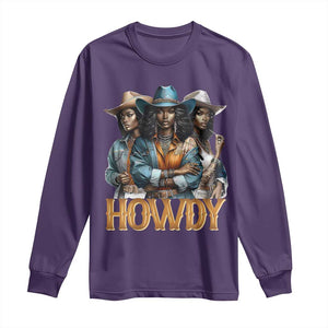 Howdy Melanin Cowgirl Long Sleeve Shirt Retro Western Rodeo African American Women Black History TS02 Purple Print Your Wear