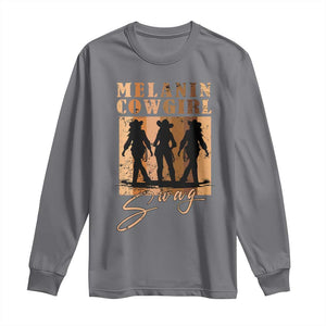 Melanin Cowgirl Swag Long Sleeve Shirt African American Cowgirls Black History Pride Retro TS02 Charcoal Print Your Wear