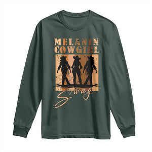 Melanin Cowgirl Swag Long Sleeve Shirt African American Cowgirls Black History Pride Retro TS02 Dark Forest Green Print Your Wear