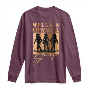 Melanin Cowgirl Swag Long Sleeve Shirt African American Cowgirls Black History Pride Retro TS02 Maroon Print Your Wear