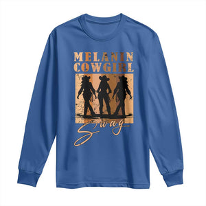 Melanin Cowgirl Swag Long Sleeve Shirt African American Cowgirls Black History Pride Retro TS02 Royal Blue Print Your Wear