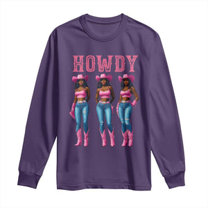 Howdy Melanin Cowgirl Long Sleeve Shirt Howdy Melanin Black Women Western Rodeo Black Cowgirls TS02 Purple Print Your Wear