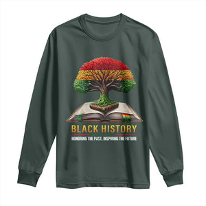 Black History Teacher Long Sleeve Shirt Honoring The Past Inspiring The Future Tree of Life TS02 Dark Forest Green Print Your Wear