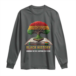 Black History Teacher Long Sleeve Shirt Honoring The Past Inspiring The Future Tree of Life TS02 Dark Heather Print Your Wear