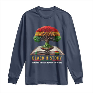 Black History Teacher Long Sleeve Shirt Honoring The Past Inspiring The Future Tree of Life TS02 Navy Print Your Wear