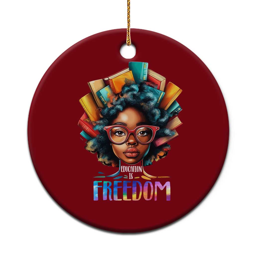 Black History Education Is Freedom Ceramic Ornament Black Teacher Books TS02 1pc Red Print Your Wear